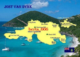 British Virgin Islands Jost Van Dyke Map New Postcard * Carte Geographique * Landkarte - Virgin Islands, British
