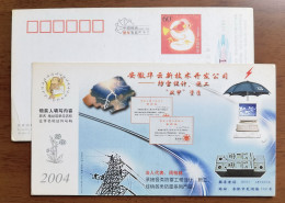 China 2004 Anhui Thunder And Lightning Prevention Engineering Company Advertising Pre-stamped Card,protective Umbrella - Climat & Météorologie