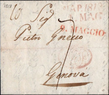 605 - LETTERA PREFILATELICA DA NAPOLI A GENOVA 1818 - 1. ...-1850 Prefilatelia