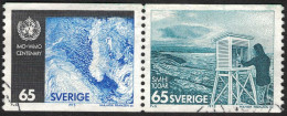 Sweden - Facit #824SX2 Väderlekstjänsten 100 år, 65 öre Blå/svart/blågrön - Used Stamps