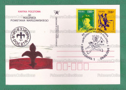 POLAND 1994 - 50th ANNIVERSARY OF WARSAW UPRISING, SCOUTS - Post Card With SCOUTS Stamps - As Scan - Brieven En Documenten