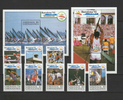 Grenada - Grenadines 1990 Olympic Games Barcelona, Sailing, Boxing, Football Soccer Etc. Set Of 8 + 2 S/s MNH - Ete 1992: Barcelone