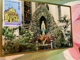 Hong Kong Stamp Roman Cathedral Church Card - Usados