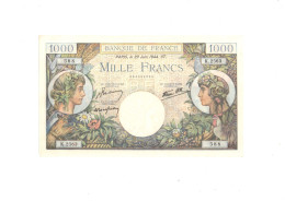 France 1000 Francs 1944 P-96 AUNC-UNC Nicked Corner No Pinholes - 100 F 1908-1939 ''Luc Olivier Merson''