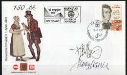 Martin Mörck. Denmark 2001. 150 Anniv Danish Stamps. Michel 1273 On Cover. Special Cancel, Rare Cachet. Signed. - Lettres & Documents