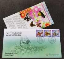 Brunei Darussalam Butterflies 2014 Insect Flower Flora Fauna Butterfly Insects (stamp FDC) - Brunei (1984-...)