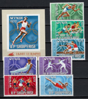 Albania 1971 Olympic Games Munich, Rowing, Fencing, Football Soccer Etc. Set Of 7 + S/s MNH - Summer 1972: Munich