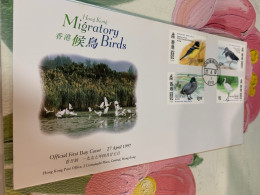 Hong Kong Stamp FDC Migratory Birds 1997 - Ducks