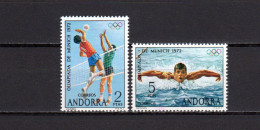 Andorra Spanish 1972 Olympic Games Munich, Volleyball, Swimming Set Of 2 MNH - Summer 1972: Munich