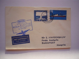 Avion / Airplane / SABENA / First Flight From Köln To Budapest / Oct 8, 1957 - Cartas & Documentos