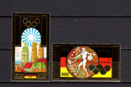 Cambodia 1972 Olympic Games Munich Set Of 2 Gold Stamps MNH - Sommer 1972: München