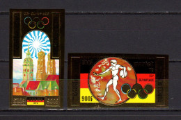 Cambodia 1972 Olympic Games Munich Set Of 2 Gold Stamps Imperf. MNH - Sommer 1972: München