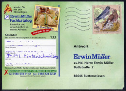Germany 1998 Hen Harrier (Circus Cyaneus) Birds Of Prey, Single Stamp Domestic Postcar | Mi 2015 Endangered Bird Species - Aigles & Rapaces Diurnes