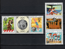 Chad - Tchad 1970 Olympic Games From Athens To Munich, Equestrian Etc. Set Of 5 In 2 Strips MNH - Summer 1972: Munich