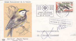 Luxembourg--1975-FDC-Protection Oiseaux (roitelet).cachet "Année Européenne De La Conservation De La Nature"-MONTBELIARD - Storia Postale