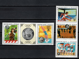 Chad - Tchad 1970 Olympic Games From Athens To Munich, Equestrian Etc. Set Of 5 In 2 Strips Imperf. MNH - Sommer 1972: München