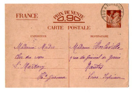 TB 4749 - 1941 - Entier Postal Type IRIS - Mme MADER à SAINT - MARTORY / MP PAU A TOULOUSE Pour Mme HORLAVILLE à NANTES - Standard Postcards & Stamped On Demand (before 1995)