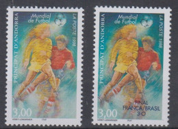 ANDORRA 1998 FOOTBALL WORLD CUP 2 STAMPS 1 OVERPRINT - 1998 – Frankreich