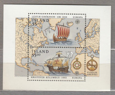 EUROPA CEPT 1992 Iceland C.Colombo 500th Discovery Of America MNH(**) Mi BL 13 #33918 - 1992