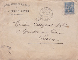 1889-Lettre De CUZORN-47 Pour MONESTIER-81 Près Albi-Sté Minière Du Sud-Ouest-Forge De Cuzorn-tp SAGE-documents Inclus - 1877-1920: Semi-Moderne