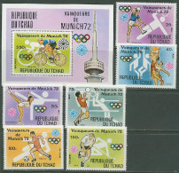 Chad - Tchad 1972 Olympic Games Munich, Cycling, Handball, Football Soccer, Basketball, Hockey Etc. Set Of 6 + S/s MNH - Ete 1972: Munich