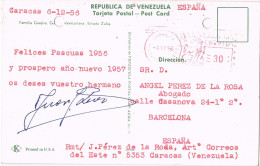 54692. Postal Aerea CARACAS (Venezuela) 1956. Franqueo Mecanico. Familia GUAJIRA De Zulia En Venezuela - Venezuela