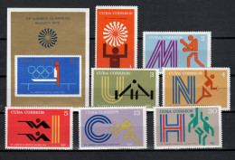 Cuba 1972 Olympic Games Munich, Boxing, Fencing, Basketball Etc. Set Of 7 + S/s MNH - Verano 1972: Munich