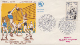 Enveloppe  FDC    FRANCE   Championnat  Du  Monde  De  VOLLEY - BALL    PARIS   1956 - 1950-1959