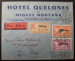 FRENCH ANDORRA. 1931. EXPRESS REGISTERED AIRMAIL COVER WITH RARE STAMPS 2FR AND 3FR. - Briefe U. Dokumente