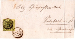 Württemberg 1857, Breitrandige 3 Kr. Gelb Auf Briefteil M. K3 HALL. Geprüft. - Briefe U. Dokumente