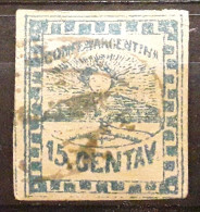 ARGENTINA ARGENTINE 1858, Yvert No 3 , 15 C Bleu , Obl TB - Gebruikt