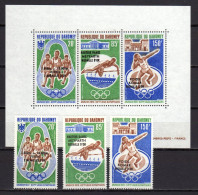 Dahomey 1972 Olympic Games Munich Set Of 3 + S/s With Winners Overprint MNH - Zomer 1972: München