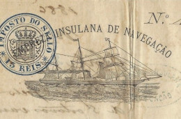 1886  BILL OF LADING  Lisboa Lisbonne > Madère Madeira  Espagne TEXTE EN PORTUGAIS SIGN. SUPERBE VIGNETTE V. HISTORIQUE - 1800 – 1899