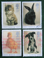 Pets Duck Rabbit Dog Cat Chien Katze (Mi 1245-1248) 1990 Used Gebruikt Oblitere ENGLAND GRANDE-BRETAGNE GB GREAT BRITAIN - Used Stamps