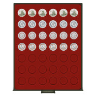 Lindner Münzbox Rauchglas Dunkelrot Für Münzen Mit 27,5 Mm Ø 2707 Neu - Materiale