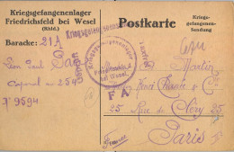 1915 KRIEGSGEFANGENENLAGER / FRIEDRICHSFELD BEI WESEL /GEPRÜFT , PRISIONEROS DE GUERRA , CENSURA - Correos De Prisioneros De Guerra