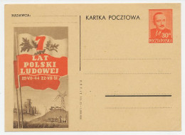 Postal Stationery Poland 1951 Tractor - Factory - Electricity - Year Of The Polish People - Agricultura