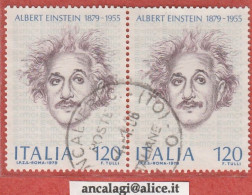 USATI ITALIA 1979 - Ref.0406A "ALBERT EINSTEIN" 1 Val. In Coppia - - 1971-80: Afgestempeld