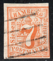 HAMBURGO (ALEMANIA-GERMANY) Sello Sin Dentar Deteriorado ESCUDO DE ARMAS X 7 S. Año 1859 – Valorizado En € 50,00 - Hamburg (Amburgo)