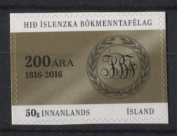 Iceland - 2016 Literary Society MNH__(TH-23115) - Nuevos