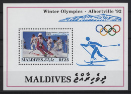 Maldives - 1992 Winter Olympics Albertville Block (2) MNH__(TH-27749) - Maldivas (1965-...)