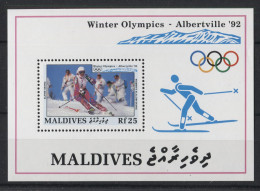 Maldives - 1992 Winter Olympics Albertville Block (1) MNH__(TH-24006) - Maldives (1965-...)