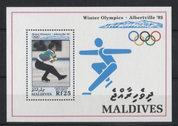 Maldives - 1992 Winter Olympics Albertville Block (2) MNH__(TH-24007) - Maldivas (1965-...)