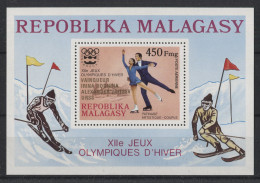 Madagascar - 1976 Innsbruck Gold Overprints Block MNH__(TH-24182) - Madagascar (1960-...)