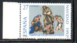 SPAIN ESPAÑA SPAGNA 1992 CHRISTMAS NATALE NOEL WEIHNACHTEN NAVIDAD 27p MNH - Unused Stamps