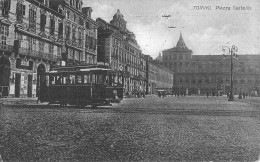 26644 " TORINO-PIAZZA CASTELLO " ANIMATA-TRAMWAY-VERA FOTO -CART. SPED.1921 - Orte & Plätze