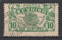 REUNION - 1922-26 - N°YT. 85 - Carte De L'ile 10c Vert - Oblitéré / Used - Used Stamps