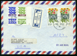 Br Israel, Afek 1982 Registered Airmail Cover > USA, NY #bel-1008 - Briefe U. Dokumente