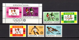 Ghana 1972 Olympic Games Munich, Football Soccer, Boxing, Athletics Set Of 5 + S/s MNH - Summer 1972: Munich