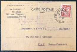 France, Divers Sur Carte Postale - TAD MARGNY LES COMPIEGNE 16.3.1945 - (A269) - 1921-1960: Modern Tijdperk